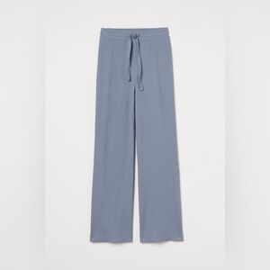 H&M Ribbed Pants High Waist Pigeon Blue